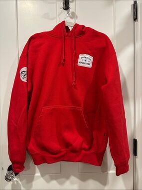 BROdenim Edgartown Red Pullover Hoodie with Patch Detail - Men